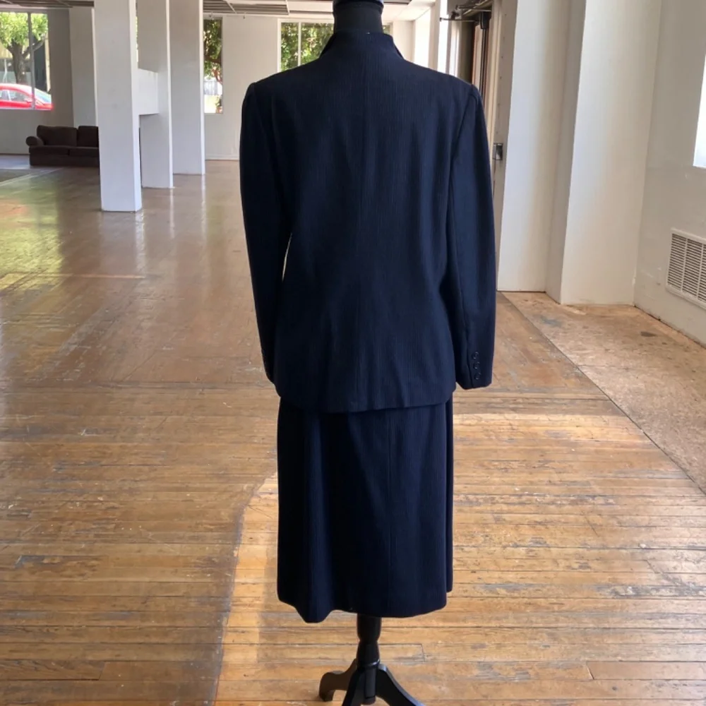 Vintage navy pinstriped skirt suit - Picture 7 of 14